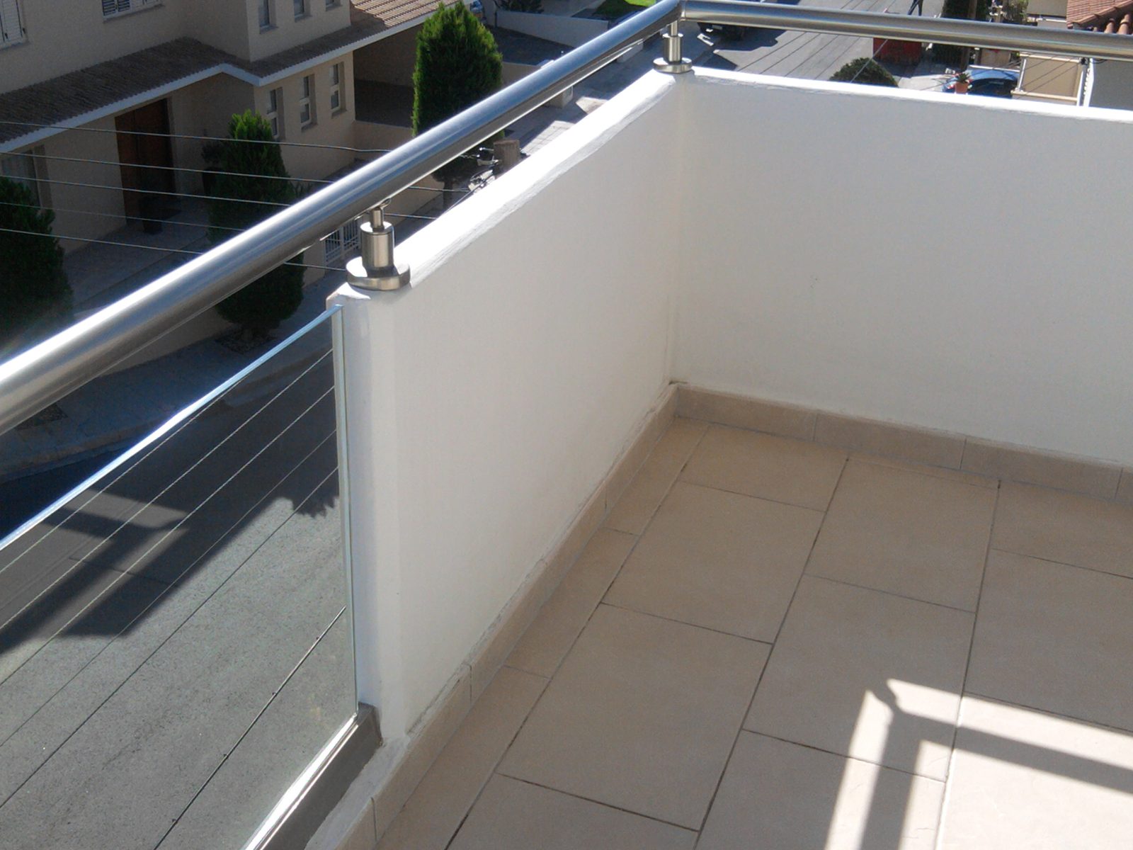 Terrace balustrade, glass and stainless